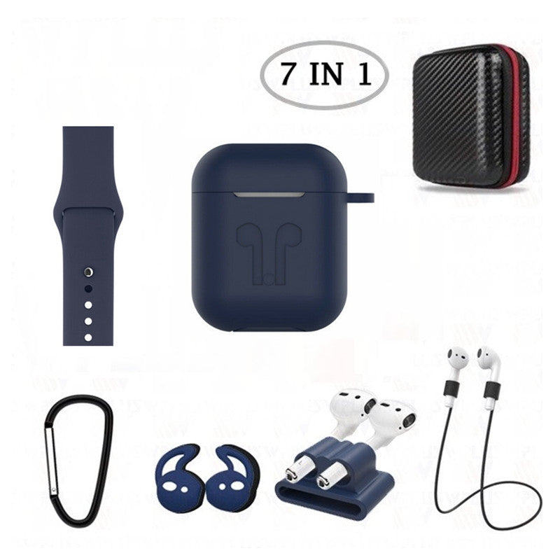 Étui en silicone 7 en 1 avec bracelet de montre en silicone pour AirPods 1 2 (1ère 2ème génération) Étui en silicone 7 en 1 avec bracelet de montre en silicone pour AirPods 1 2 (1ère 2ème génération)